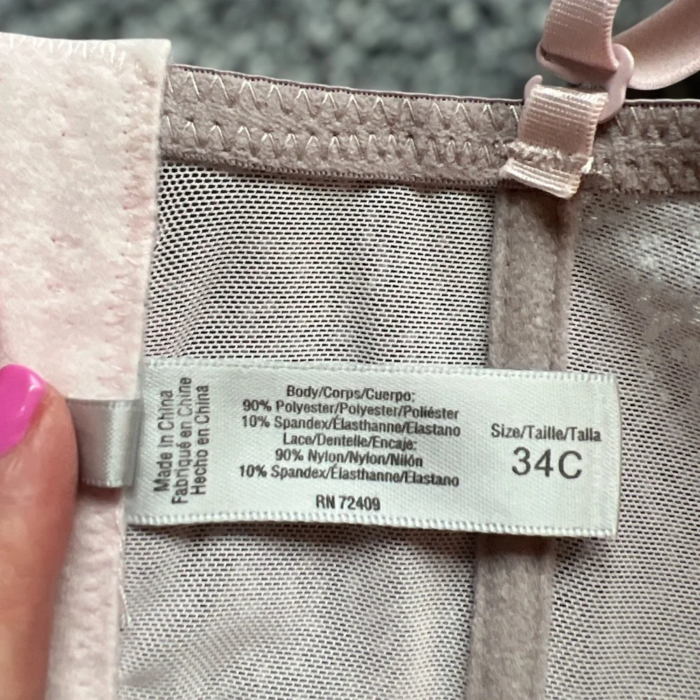 ***Final Drop*** NWT Sophie B Pink Lace over Gray Longline Bra 34C - Picture 12 of 13